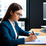기업경영지도사와 기업 진단 프로세스 - **

"A professional accountant in a modern office setting, analyzing financial reports at her desk, ...