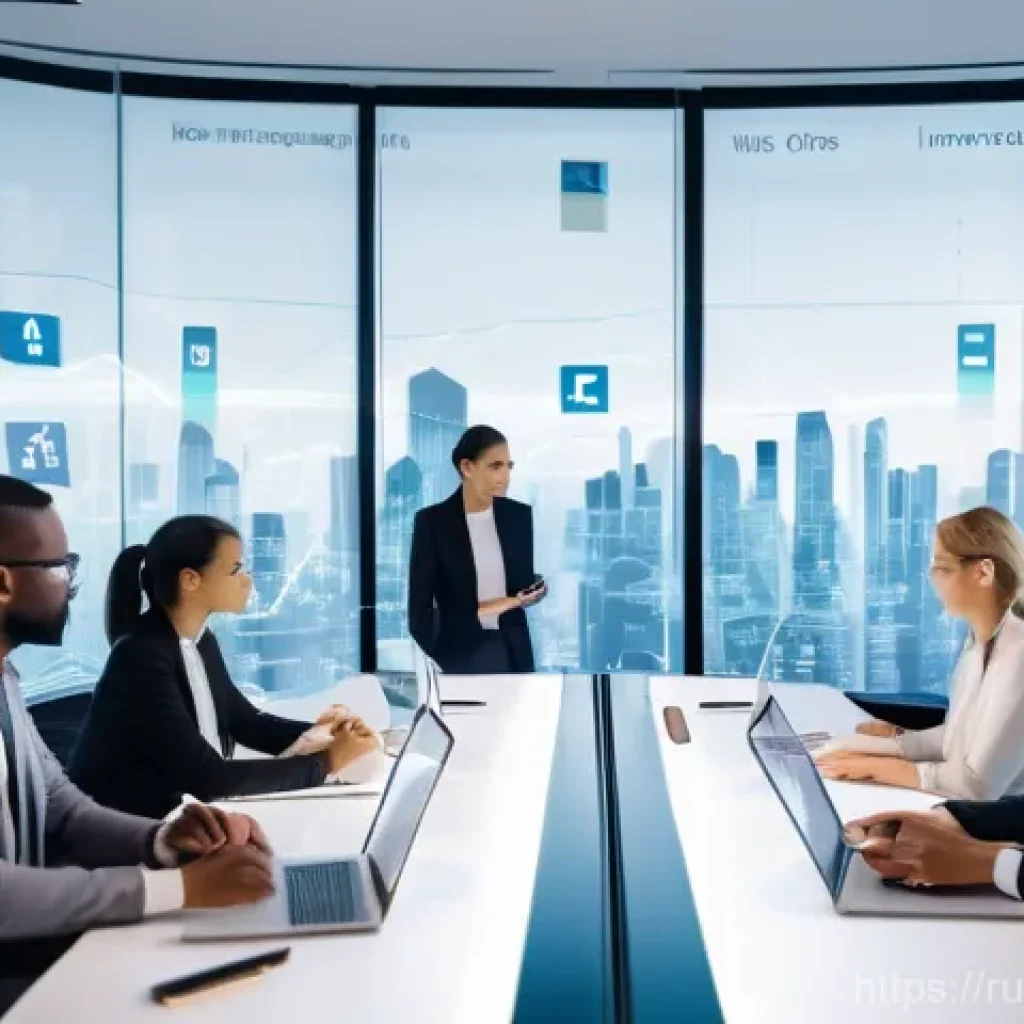 기업경영지도사 필기시험 과목별 중요도 - **Prompt:** A dynamic, wide shot of a diverse team of professional consultants (male and female, dre...