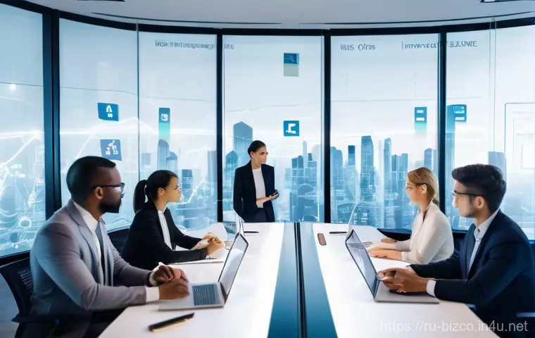 기업경영지도사 필기시험 과목별 중요도 - **Prompt:** A dynamic, wide shot of a diverse team of professional consultants (male and female, dre...