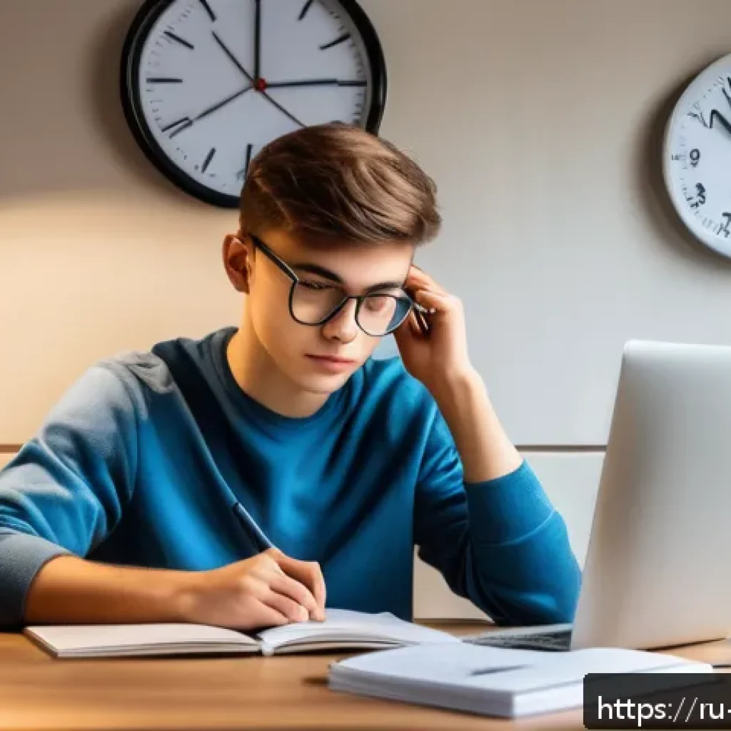 기업경영지도사 시험 전 날 준비 팁 - A focused young Russian student studying at a tidy desk in a quiet, well-lit room, with a large wall...