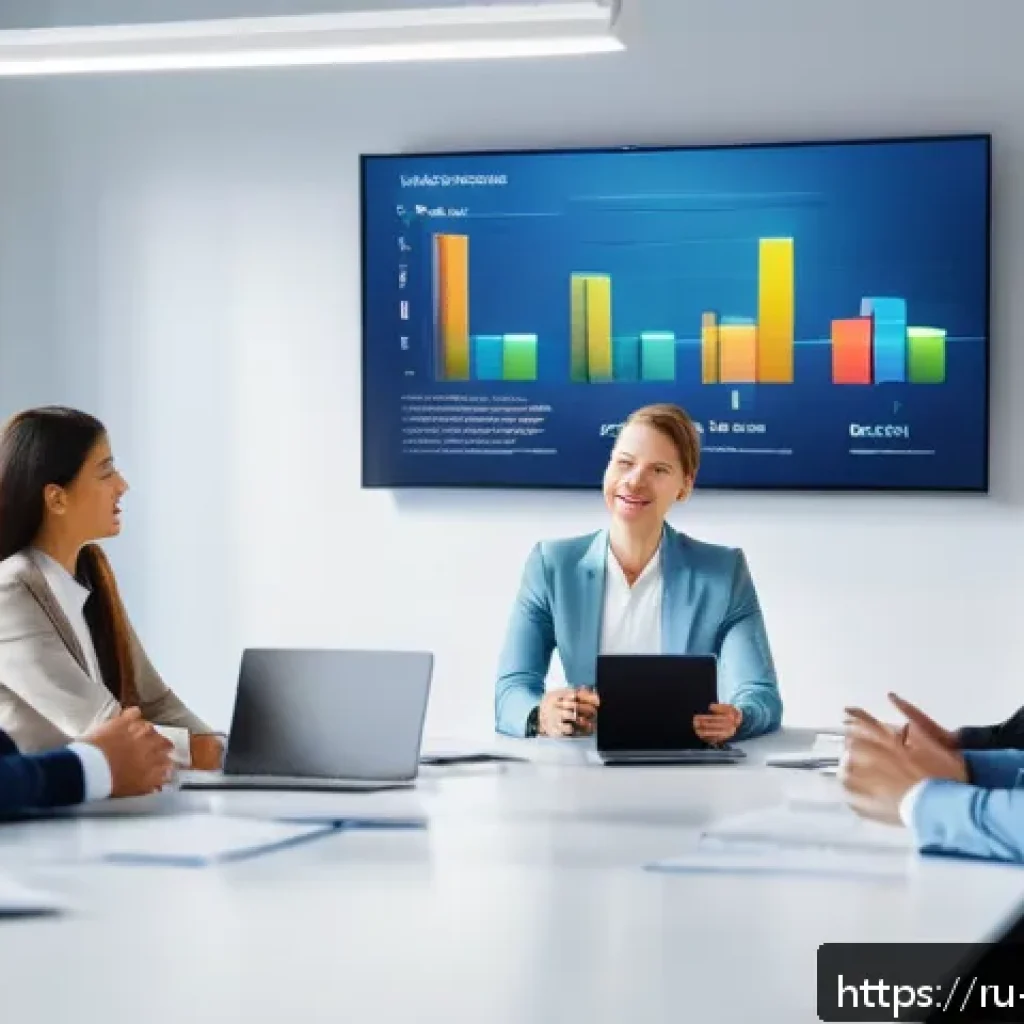 기업경영지도사와 경영 혁신 성공 사례 - A dynamic corporate office scene showcasing a confident business leader in smart casual attire addre...